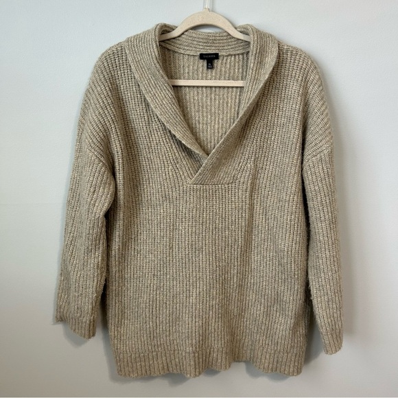 Talbots Shawl Collar Shaker Stitch Pullover Wool Blend Sweater Women’s Size XL - Picture 2 of 6